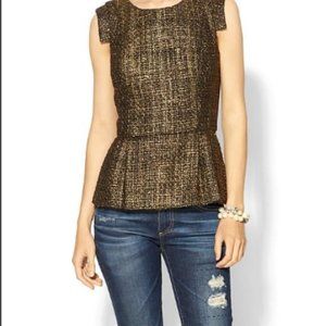 Tinley Road Metalic (Gold and Black) Holiday Tweed peplum Top